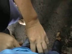 She makes me cum on her enormous breast while stroking my dick.